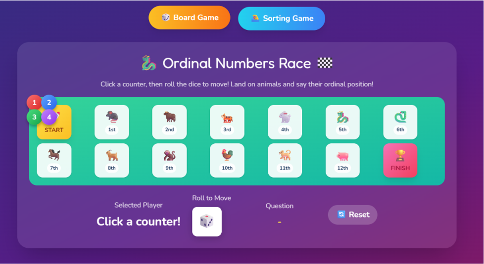 Ordinal numbers race