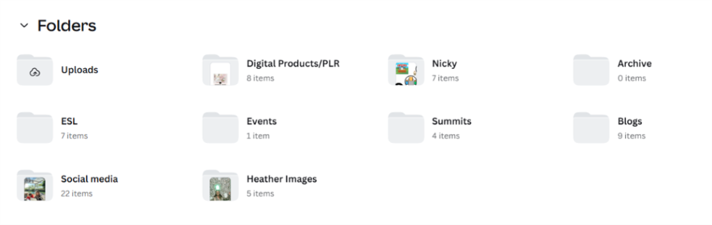 Main folders