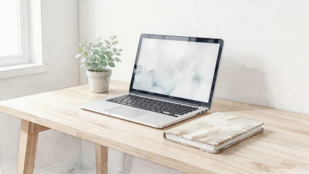 A calm computer. Organizing Canva will create a  better, peaceful work environment. 