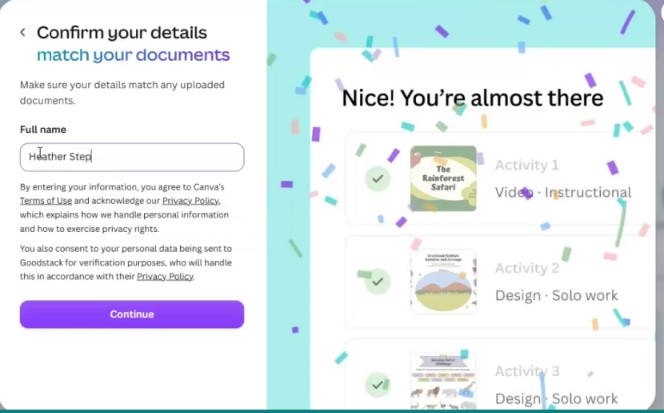 Enter your name and make sure it matches up with your documents.